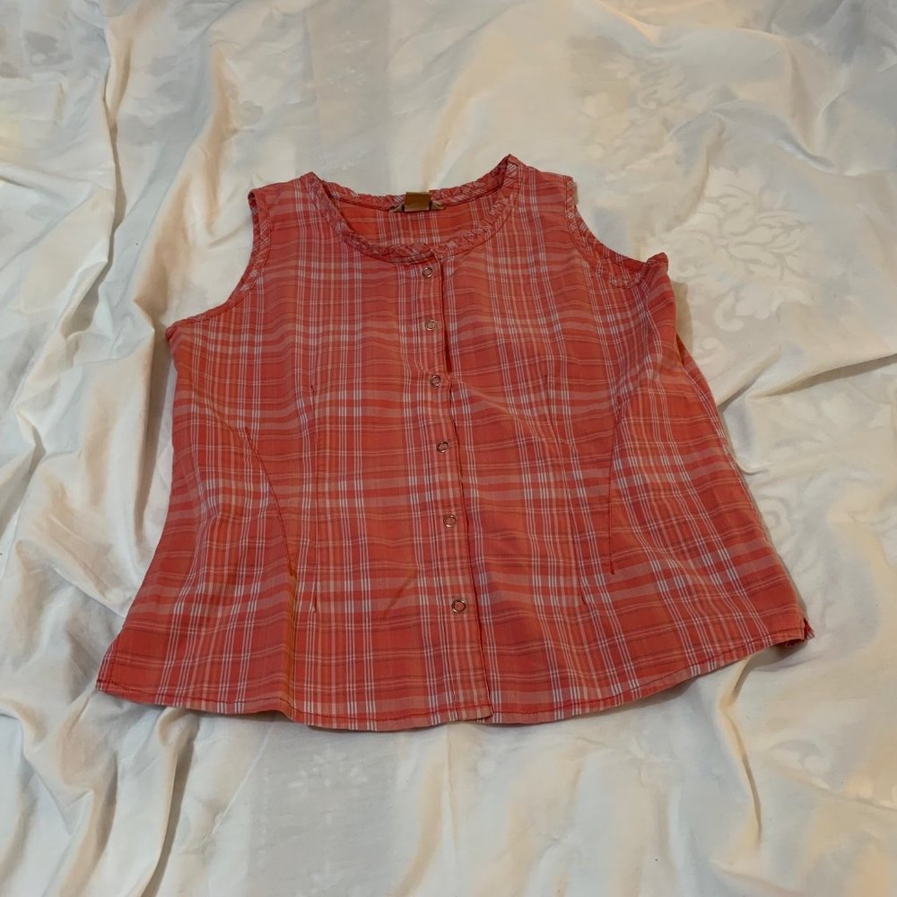 Woolrich Cotton Sleeveless Snap Front Blouse Pinks Size M